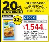 Oferta de Filet de merluza rebosado x 500g Granja del Sol por $1544 en Carrefour Maxi