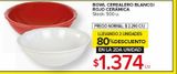 Oferta de Bowl cerealero blanco/rojo cerámica por $1374 en Carrefour Maxi