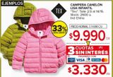 Oferta de Campera canelón lisa Infantil Tex por $9990 en Carrefour Maxi