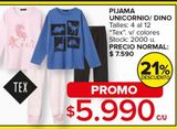 Oferta de Pijama Unicornio/Dino Tex por $5990 en Carrefour Maxi