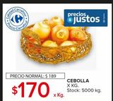 Oferta de Cebolla x kg por $170 en Carrefour Maxi