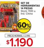 Oferta de Set de herramientas juguete 14 piezas por $1190 en Carrefour Maxi