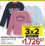 Oferta de Remera manga larga Tex por $2990 en Carrefour Maxi