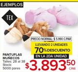 Oferta de Pantuflas muñecos Tex por $5990 en Carrefour Maxi