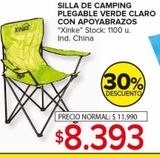 Oferta de Silla de camping plegable verde claro con apoyabrazos XINKE por $8393 en Carrefour Maxi