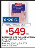 Oferta de Lomo de cerdo horneado con hierbas Lario  x 120g  por $549 en Carrefour Maxi