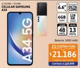 Oferta de Celular Samsung Galaxy A34 6/128GB 6.6" 5G Negro por $169999 en Cetrogar