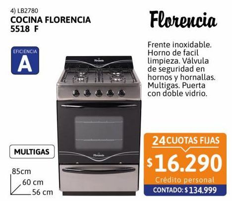 Oferta de Cocina Florencia 5518F Inoxidable por $134999