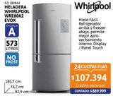 Oferta de Heladera con Freezer No Frost Whirlpool 586 Litros WRE80K2 Evox por $889999 en Cetrogar