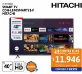 Oferta de Smart TV LED 40" CDH-LE40SMART21-F Full HD Android TV Hitachi por $98999 en Cetrogar