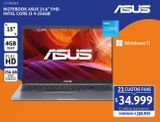 Oferta de Notebook Asus 15.6'' FHD Intel core i3 4-256GB por $289999 en Cetrogar