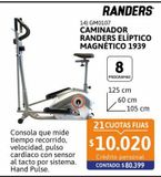 Oferta de Caminador Randers Eliptico MagnÃ©tico 1939 por $80399 en Cetrogar