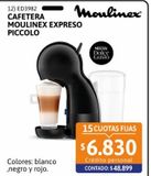 Oferta de Cafetera Dolce Gusto Piccolo XS Moulinex PV1A0858 negra por $48899 en Cetrogar