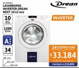 Oferta de Lavarropas Inverter Drean Next 10.12 P eco 1200RPM por $274999 en Cetrogar