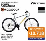 Oferta de Bicicleta MTB R29" Techno 29er 21V gris Futura por $85999 en Cetrogar