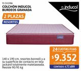 Oferta de Colchón Inducol Burdeos Granada 2 plazas 140x190 cm por $77499 en Cetrogar