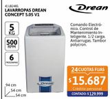 Oferta de Lavarropas Drean Concept 5.05 V1 5KG 500RPM por $129999 en Cetrogar