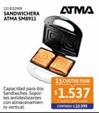 Oferta de Sandwichera Atma SM8911 por $10999 en Cetrogar