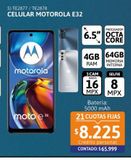Oferta de Celular Motorola E32 6.5" 4/64GB gris por $65999 en Cetrogar