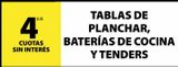 Oferta de TABLAS DE PLANCHAR, BATERÍAS DE COCINA Y TENDERS en Punto Mayorista