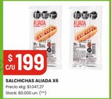Oferta de SALCHICHAS ALIADA X6 por $199 en Punto Mayorista