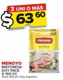 Oferta de Mayonesa Menoyo x 100cc por $63,6 en Carrefour Maxi
