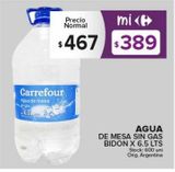 Oferta de Agua de mesa Carrefour sin gas bidón x 6,5L por $389 en Carrefour Maxi