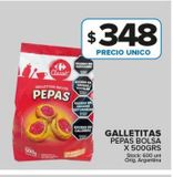 Oferta de Galletas pepas bolsa x 500g por $348 en Carrefour Maxi