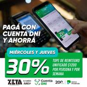 Oferta de Supermercados Zeta | 30% Dto. pagando con cuenta DNI | 7/3/2023 - 31/3/2023